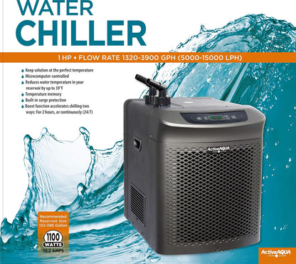Active Aqua 0.5 HP Water Chiller with Boost | Cold Plunge & Ice Bath Cooler | Rapid Digital Temp Control | Fresh & Salt Water, Hydroponics, Aquariums | 90–172 Gal (1 HP)