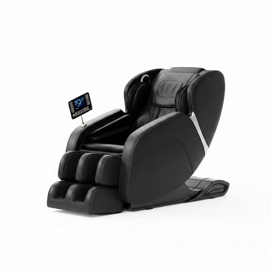 Full body deep tissue massage chair, foot massage, 8 fixed massage rollers, touch screen suitable for 5.1-5.75 feet high (black)