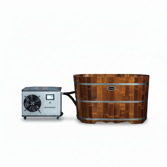 WOODBRIDGE 54" Indoor Cold Plunge Tub W/ 1.3 HP White Chiller – Rapid Cooling & Heating, Ozone Sanitation, Filter Circulation System, Wifi-Enabled & Remote Control via APP, Insulated Tub Cover