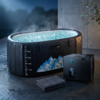 Cold Plunge Tub, 248 Gallon, 1 Horsepower, Heavy-Duty Ice Bath Tub for Athletes with Hot & Cold, Portable Inflatable Plunge Chiller with Water Treatment Kit, Immersion Therapy, Wifi (Black, 1 Set) — Studio Shot
