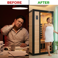 Infrared Sauna 1 Person Far Infrared Sauna Low EMF Indoor Sauna with Starry Light Ceiling Speakers Personal Dry Sauna for Home Gym Spa Fast Heating Easy Assembly 30.7X 30.7X62.2 — Before & After