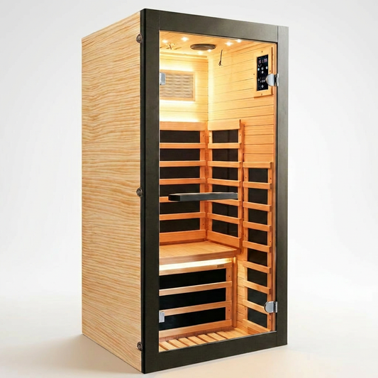 Infrared Sauna 1 Person Far Infrared Sauna Low EMF Indoor Sauna with Starry Light Ceiling Speakers Personal Dry Sauna for Home Gym Spa Fast Heating Easy Assembly 30.7X 30.7X62.2 — Studio Shot