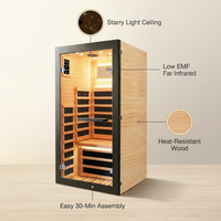 Infrared Sauna 1 Person Far Infrared Sauna Low EMF Indoor Sauna with Starry Light Ceiling Speakers Personal Dry Sauna for Home Gym Spa Fast Heating Easy Assembly 30.7X 30.7X62.2 — infographic