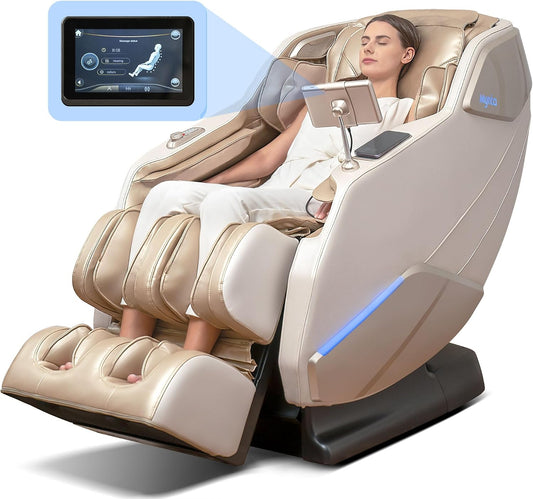Massage Chair Full Body with Heat, Zero Gravity Sl-Track 3D Massage Chairs with Thai Stretching, 12 Modes,12 Massage Techniques, Calf & Foot Massage, Wireless Charging, White Noise