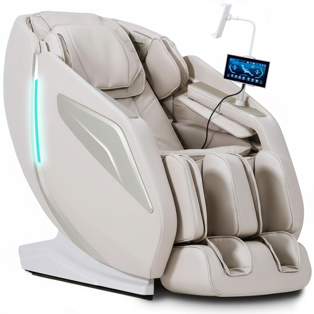 4D Massage Chair Full Body Zero Gravity Heated Recliner with Body Scan, 55" Sl-Track & Stretch, 40 Airbags - Shiatsu, Knead, Foot Rollers, Voice & APP Control, 15 Auto Modes & 9 Techniques (Beige)